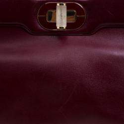 Pre Owned Bvlgari Burgundy Leather Isabella Rossellini Tote