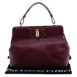 Pre Owned Bvlgari Burgundy Leather Isabella Rossellini Tote