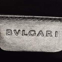 Pre Owned Bvlgari Blue/Black Denim and Leather Cylinder Bag