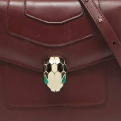 Pre Owned Bvlgari Burgundy Leather Small Serpenti Forever Top Handle Bag