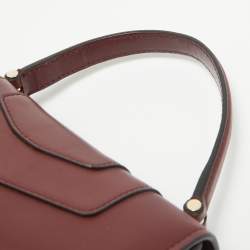 Pre Owned Bvlgari Burgundy Leather Small Serpenti Forever Top Handle Bag