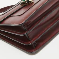 Pre Owned Bvlgari Burgundy Leather Small Serpenti Forever Top Handle Bag