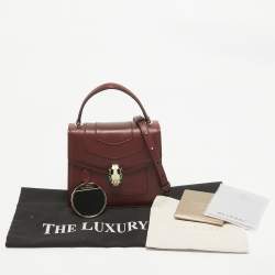 Pre Owned Bvlgari Burgundy Leather Small Serpenti Forever Top Handle Bag