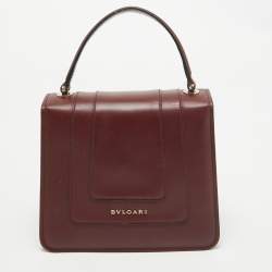 Pre Owned Bvlgari Burgundy Leather Small Serpenti Forever Top Handle Bag