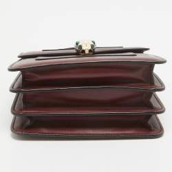 Pre Owned Bvlgari Burgundy Leather Small Serpenti Forever Top Handle Bag