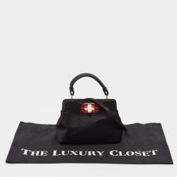 Bvlgari Black Satin Mini Isabella Rossellini Top Handle Bag