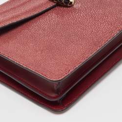 Pre Owned Bvlgari Burgundy Stingray and Leather Medium Serpenti Forever Shoulder Bag