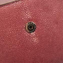 Pre Owned Bvlgari Burgundy Stingray and Leather Medium Serpenti Forever Shoulder Bag