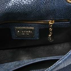 Bvlgari Navy Blue Shimmering Karung Leather Small Serpenti Cabochon Shoulder Bag