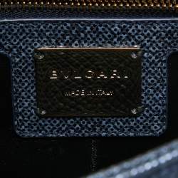 Bvlgari Navy Blue Shimmering Karung Leather Small Serpenti Cabochon Shoulder Bag