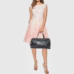 Pre Owned Bvlgari Black Leather Casa Fondata Embossed Satchel