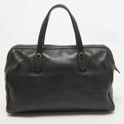 Pre Owned Bvlgari Black Leather Casa Fondata Embossed Satchel