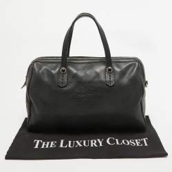 Pre Owned Bvlgari Black Leather Casa Fondata Embossed Satchel