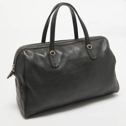Pre Owned Bvlgari Black Leather Casa Fondata Embossed Satchel