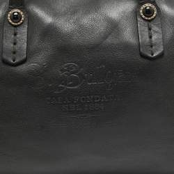 Pre Owned Bvlgari Black Leather Casa Fondata Embossed Satchel