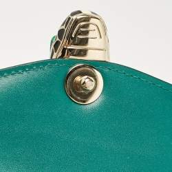 Pre Owned Bvlgari Green Leather Small Serpenti Forever Top Handle Bag