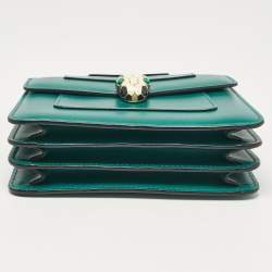 Pre Owned Bvlgari Green Leather Small Serpenti Forever Top Handle Bag