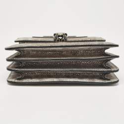 Bvlgari Silver/Beige Karung Leather Small Serpenti Forever Top Handle Bag