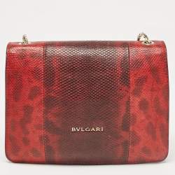 Bvlgari Red/Black Karung Leather Serpenti Forever Crossbody Bag