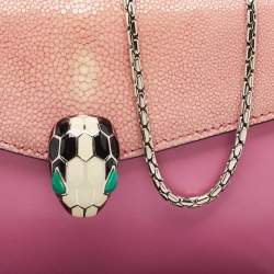 Bvlgari Pink Leather and Stingray  Small Serpenti Forever Shoulder Bag