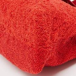 Pre Owned Bvlgari Red Beads and Patent Leather Flap Tote