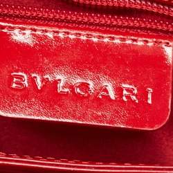 Pre Owned Bvlgari Red Beads and Patent Leather Flap Tote