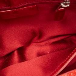 Pre Owned Bvlgari Red Beads and Patent Leather Flap Tote