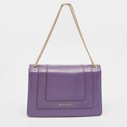مملوكة مسبقًا Bvlgari Purple Leather Medium Serpenti Forever Flap Shoulder Bag