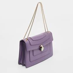 مملوكة مسبقًا Bvlgari Purple Leather Medium Serpenti Forever Flap Shoulder Bag