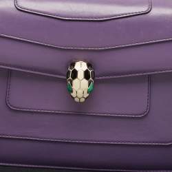 مملوكة مسبقًا Bvlgari Purple Leather Medium Serpenti Forever Flap Shoulder Bag