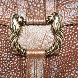 Pre Owned Bvlgari Brown/Silver Leather Leoni Top Handle Bag