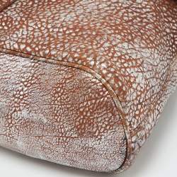 Pre Owned Bvlgari Brown/Silver Leather Leoni Top Handle Bag