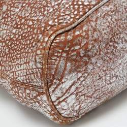 Pre Owned Bvlgari Brown/Silver Leather Leoni Top Handle Bag