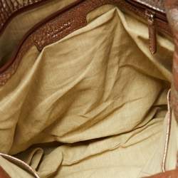 Pre Owned Bvlgari Brown/Silver Leather Leoni Top Handle Bag