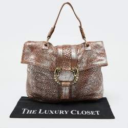 Pre Owned Bvlgari Brown/Silver Leather Leoni Top Handle Bag