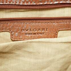 Pre Owned Bvlgari Brown/Silver Leather Leoni Top Handle Bag