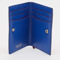 Pre Owned Bvlgari Red Leather Serpenti Forever Bifold Card Case