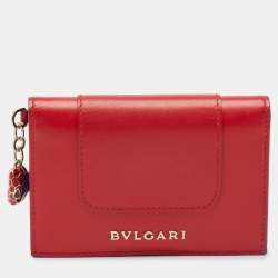 BVLGARI FLAP cheapest BI-FOLD LONG LEATHER WALLET BEIGE/RED INTERIOR