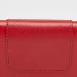 Pre Owned Bvlgari Red Leather Serpenti Forever Bifold Card Case