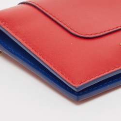 Pre Owned Bvlgari Red Leather Serpenti Forever Bifold Card Case