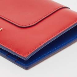 Pre Owned Bvlgari Red Leather Serpenti Forever Bifold Card Case