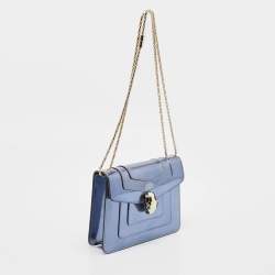 Bvlgari Blue Patent Leather Small Serpenti Forever Shoulder Bag