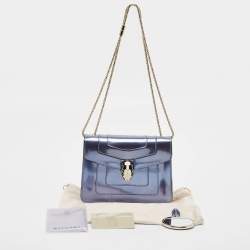 Bvlgari Blue Patent Leather Small Serpenti Forever Shoulder Bag