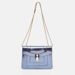 Bvlgari Blue Patent Leather Small Serpenti Forever Shoulder Bag