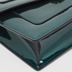Pre Owned Bvlgari Green Patent Leather Serpenti Forever Wallet On Chain