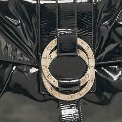 Pre Owned Bvlgari Black Patent Leather Chandra Flap Crossbody Bag