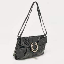 Pre Owned Bvlgari Black Patent Leather Chandra Flap Crossbody Bag