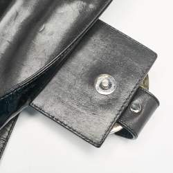 Pre Owned Bvlgari Black Patent Leather Chandra Flap Crossbody Bag