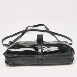 Pre Owned Bvlgari Black Patent Leather Chandra Flap Crossbody Bag