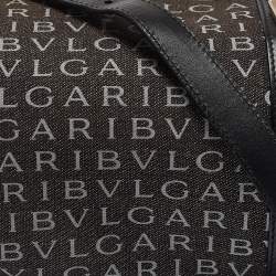 Pre Owned Bvlgari Black Macadam Denim and Leather Cylinder Bag